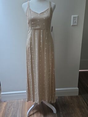 Beige Polka Dot Maxi Dress